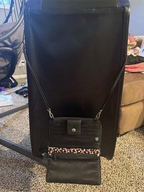 Vera Bradley Black Quilted RFID Crossbody Wallet Bag with Floral Interior